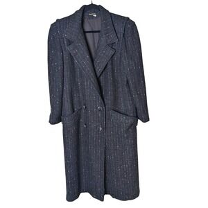Vintage Longline Wool Blend Coat Charcoal Tweed Made in USA Gilmore Girls 90s‎